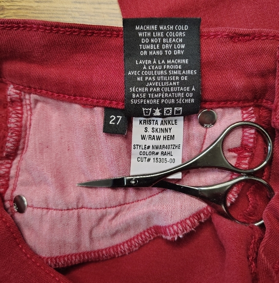 Hudson women's Krista ankle skinny jeans, ripped, distressed red,stretch, sz 27. - Picture 9 of 16